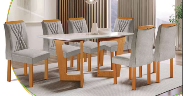 CONJUNTO MESA DUBAI 6 CADEIRAS LISBOA