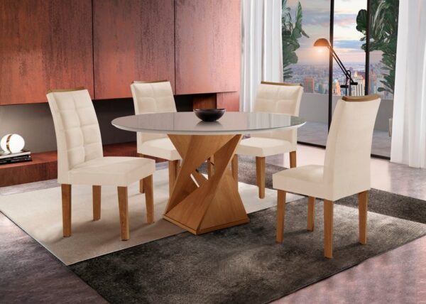 CONJUNTO MESA CANYON REDONDA COM CADEIRA VILLA RICA - Imagem 2