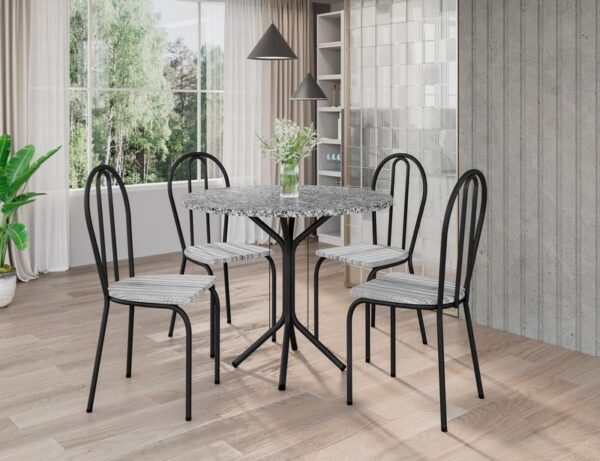 CONJUNTO MESA THAIS 0,80 REDONDA GRANITO OCRE COM 04 CADEIRAS 004 - Image 2