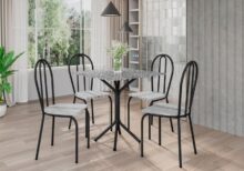 CONJUNTO MESA THAIS 70X70 GRANITO OCRE COM 04 CADEIRAS 004