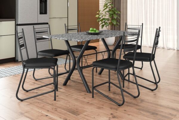 CONJUNTO MESA MIAMI COM TAMPO EM GRANITO OCRE E CADEIRAS KIEVE - Imagem 2