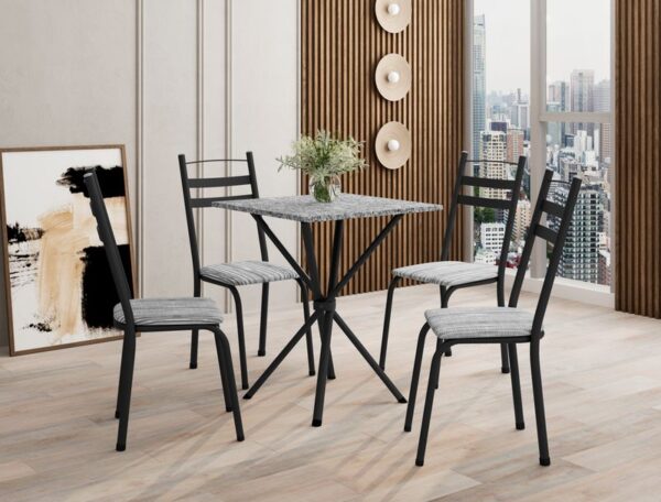 CONJUNTO MESA LEIA 70X70 GRANITO OCRE COM 04 CADEIRAS 061 - Imagem 2