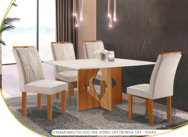 CONJUNTO MESA MILÃO 1,20 COM 4 CADEIRAS BERLIM
