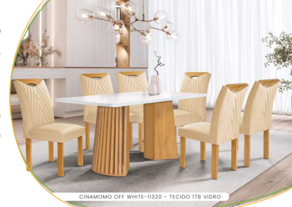 MESA NEVADA 170cm COM 06 CADEIRAS