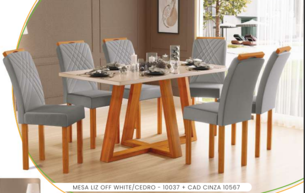MESA LIZ COM 6 CADEIRAS BÁRBARA