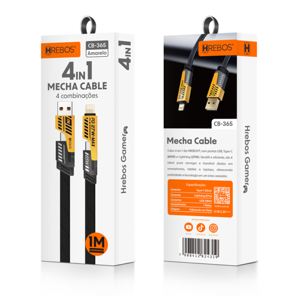 Cabo Premium Mecha Cable 4 em 1 (USB X LIGHTINING X C X C) - Image 6